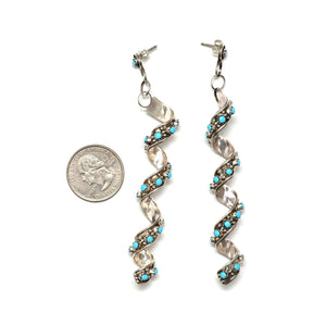 Zuni Sterling Turquoise Spiral Earrings