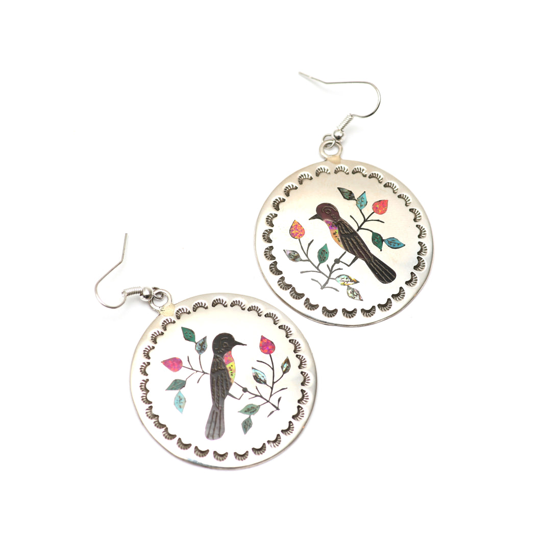 Zuni Sterling inlay Bird Earrings