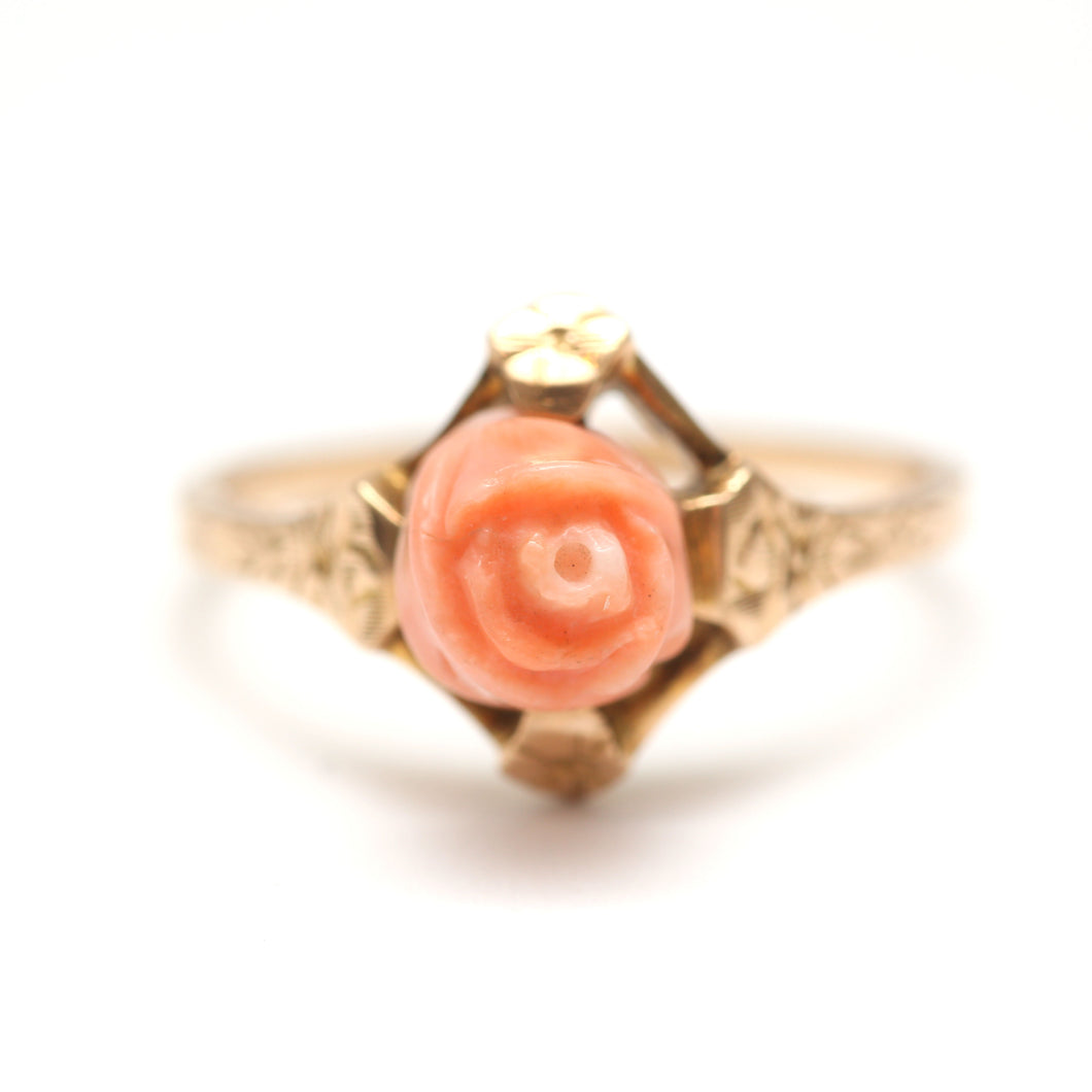 10k Coral Rose Ring