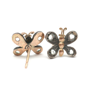 Rose Cut Diamond Butterfly Earrings