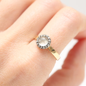 14k Moonstone Diamond Ring