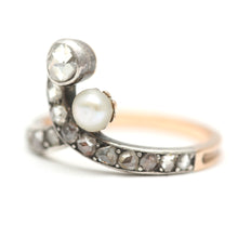Load image into Gallery viewer, 18k Dreamy Art Nouveau Toi et Moi Rose Cut Diamond Ring
