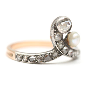 18k Dreamy Art Nouveau Toi et Moi Rose Cut Diamond Ring
