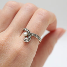Load image into Gallery viewer, 18k Dreamy Art Nouveau Toi et Moi Rose Cut Diamond Ring
