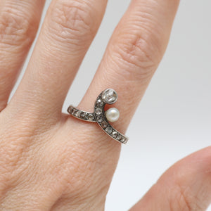 18k Dreamy Art Nouveau Toi et Moi Rose Cut Diamond Ring