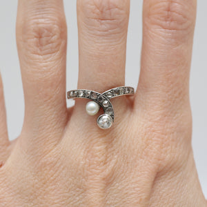 18k Dreamy Art Nouveau Toi et Moi Rose Cut Diamond Ring