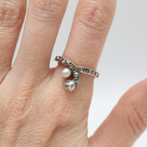18k Dreamy Art Nouveau Toi et Moi Rose Cut Diamond Ring