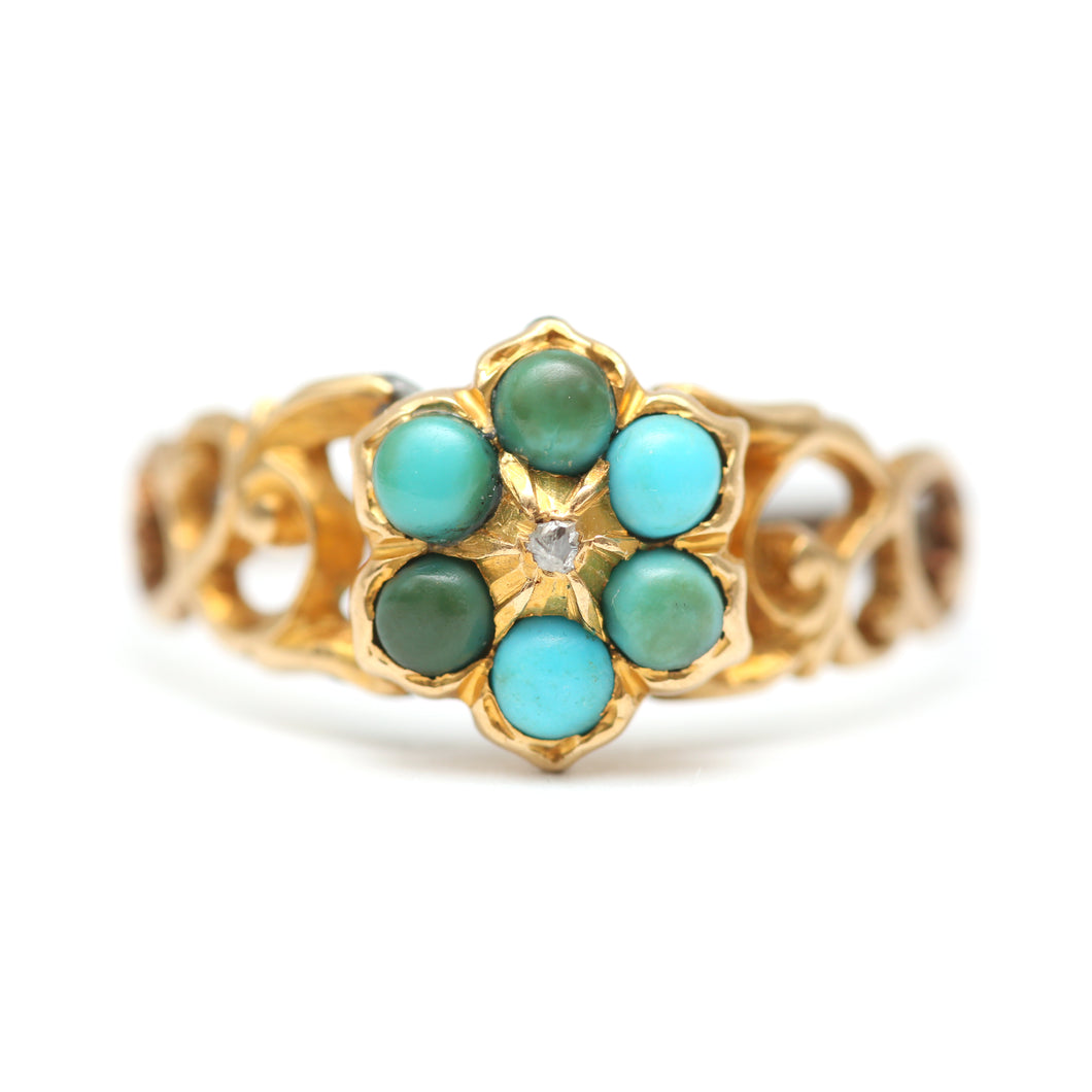 14k Victorian Turquoise Forget Me Not Ring