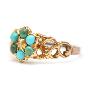 14k Victorian Turquoise Forget Me Not Ring