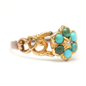 14k Victorian Turquoise Forget Me Not Ring