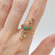 Load image into Gallery viewer, 18k Rose Cut Diamond and Emerald Victorian Ring
