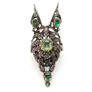 Victorian Emerald Wolf Ring