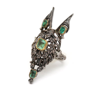 Victorian Emerald Wolf Ring