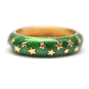 18k Enamel Star Bands