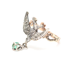 將圖片載入圖庫檢視器 12k Diamond Emerald Swallow Ring
