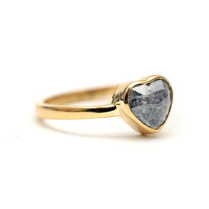 14k Black Diamond Heart Ring 1.1ct