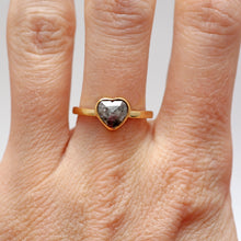 將圖片載入圖庫檢視器 14k Black Diamond Heart Ring 1.1ct
