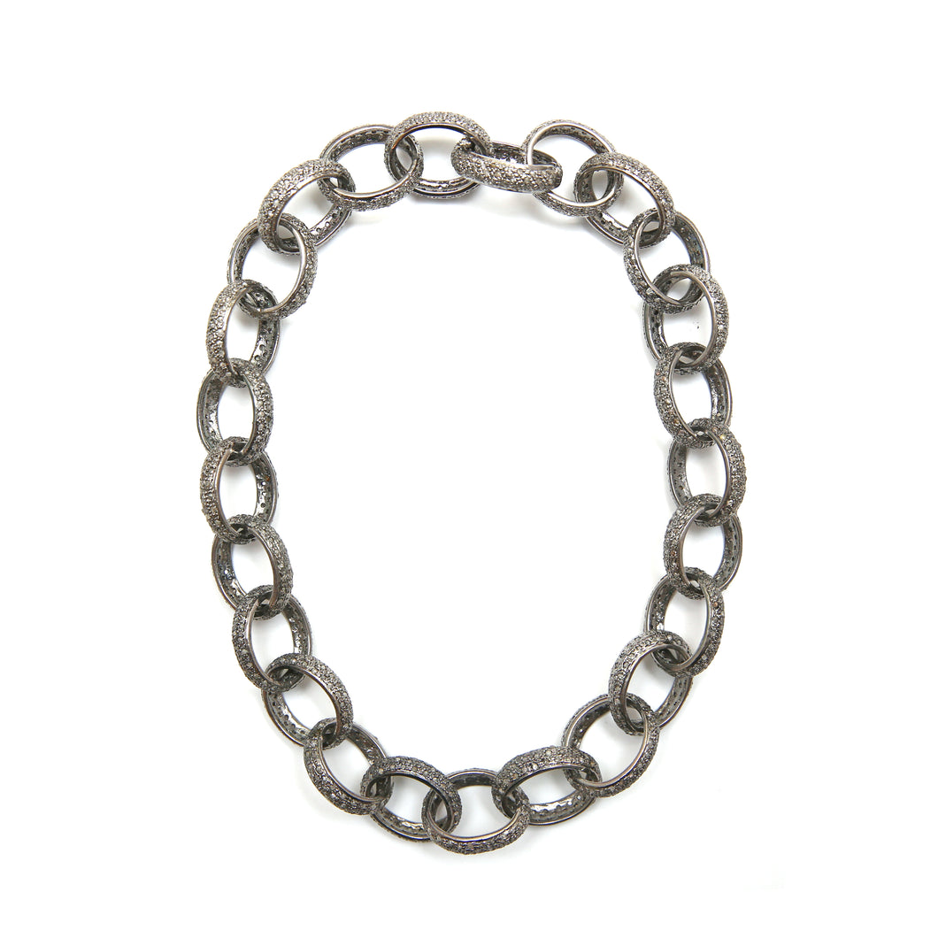 Oversized Sterling Diamond Curb Chain