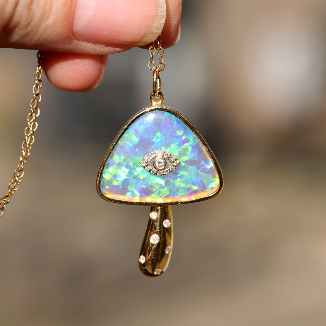 14k Trippy Mushroom Pendant