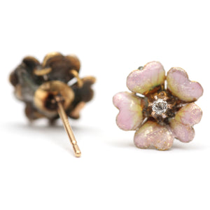 14k Enamel Cherry Blossom Earrings