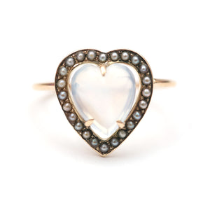 14k Victorian Moonstone Heart Ring