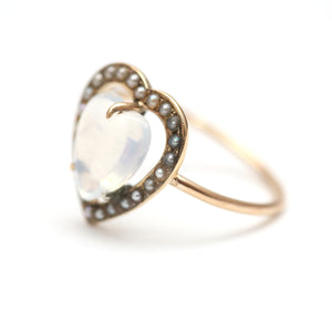 14k Victorian Moonstone Heart Ring