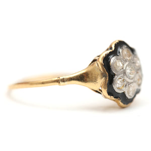 18k Enamel Rose Cut Diamond Ring