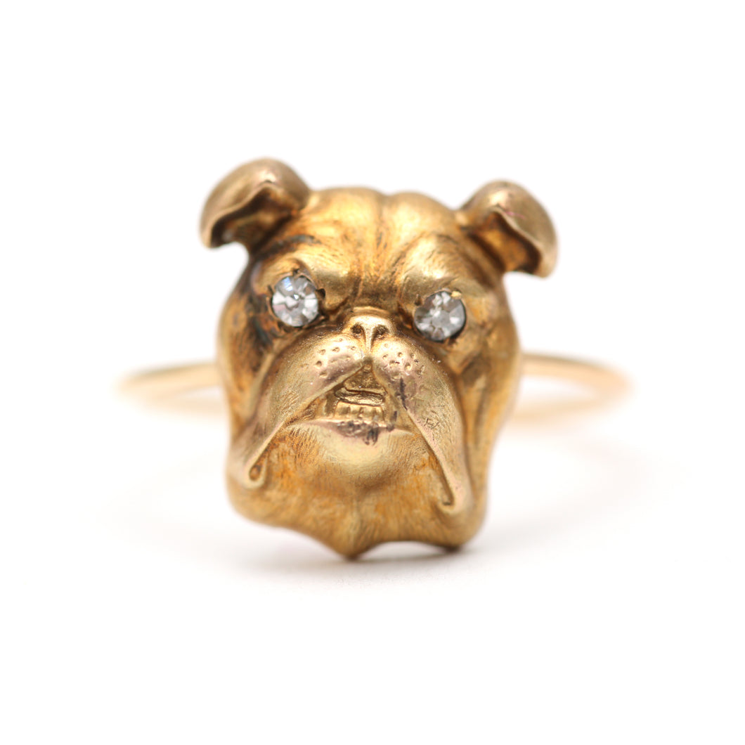 14k Diamond Bull Dog Conversion Ring