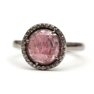 Rose Cut Tourmaline Diamond Ring