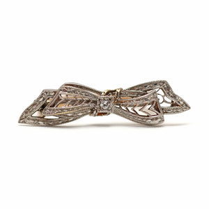SOLD TO N***14k Art Deco Diamond Bow Ring