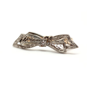 SOLD TO N***14k Art Deco Diamond Bow Ring
