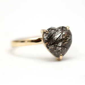 14k Rutile Quartz Heart Ring