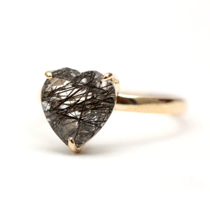 14k Rutile Quartz Heart Ring