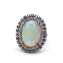 將圖片載入圖庫檢視器 Large Opal Diamond Sapphire Ring
