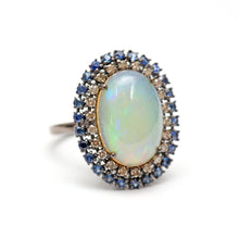將圖片載入圖庫檢視器 Large Opal Diamond Sapphire Ring
