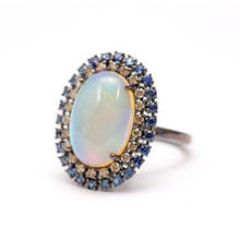 將圖片載入圖庫檢視器 Large Opal Diamond Sapphire Ring
