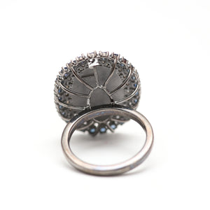 Large Opal Diamond Sapphire Ring