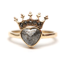 Load image into Gallery viewer, 14k Black Diamond Crowned Heart Ring
