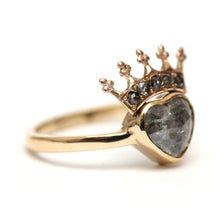 Load image into Gallery viewer, 14k Black Diamond Crowned Heart Ring
