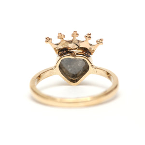 14k Black Diamond Crowned Heart Ring