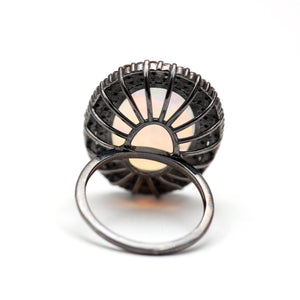LAST ONE***Large Silver Opal Diamond Ring