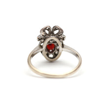 Load image into Gallery viewer, 14K Victorian Diamond Bowed Heart Ring

