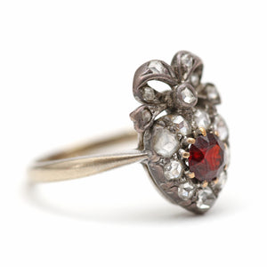 14K Victorian Diamond Bowed Heart Ring