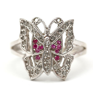 10k Diamond Ruby Butterfly Ring