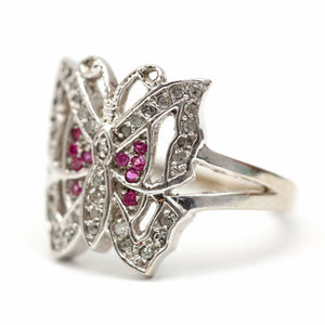 10k Diamond Ruby Butterfly Ring