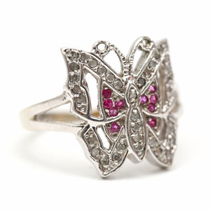10k Diamond Ruby Butterfly Ring