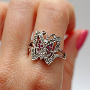 10k Diamond Ruby Butterfly Ring