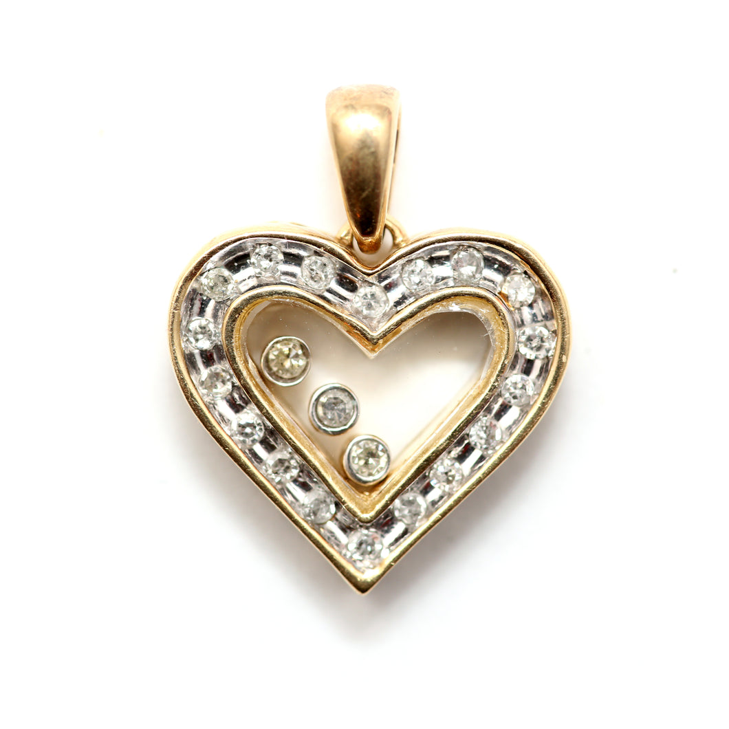 10k Diamond Heart Shaker Pendant