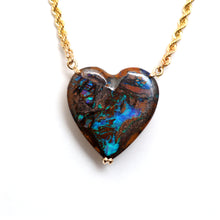 將圖片載入圖庫檢視器 SOLD TO M***14k Yowah Boulder Opal Heart Necklace
