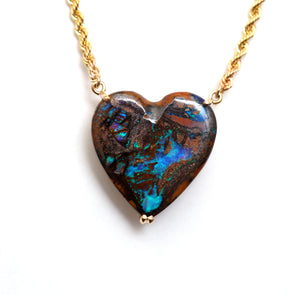SOLD TO M***14k Yowah Boulder Opal Heart Necklace